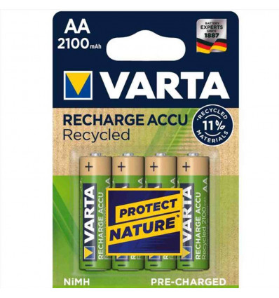 RECYCLED Batteria Ricaricabile AA Stilo, 2100 mAh, Pre-caricate