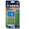 Varta Caricabatterie LCD per AA AAA con 4 Batterie AA 2600 mAh, Adattatore 12V e Cavo USB Inclusi