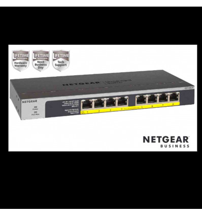 NETGEAR GS108LP Switch Unmanaged 8 porte Gigabit PoE+ (budget 60W),Garanzia a vita+NBD