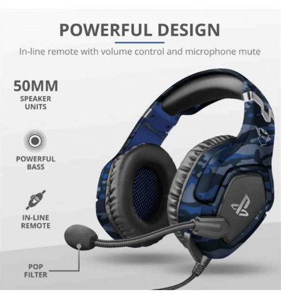 GXT 488 Forze PS4 Gaming Headset PlayStation® official licensed product Blue Camouflage