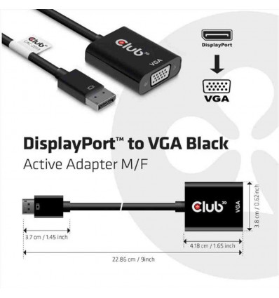 Adattatore attivo DisplayPort a VGA M F Nero