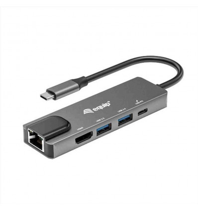 EQUIP - ADATTATORE USB-C 5 in 1, HDMI 4K 30Hz, Gigabit Lan, 1x USB-C PD 100W, 2x USB 3.2 Gen 1