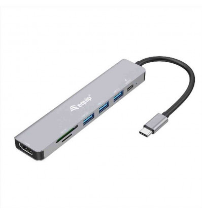 EQUIP - ADATTATORE USB-C 7 in 1, HDMI 4K 60Hz, 3x USB 3.2 GEN.1, SD TF, USB PD 100W