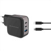 CARICATORE PD USB GaN 3-PORTE da 67 W con cavo di ricarica USB-C, (2x USB-C, 1x USB-A, QC 3.0, PPS) - NERO