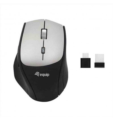 EQUIP - MOUSE ERGONOMICO WIRELESS 6-TASTI 2400dpi CON ADATTATORE DOPPIA CONNESSIONE (USB-C+A)