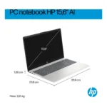HP Laptop AI 15-fd2016nl Intel Core Ultra 7 255U Computer portatile 39,6 cm (15.6") Full HD 24 GB DDR5-SDRAM 1 TB SSD Wi-Fi 6 (802.11ax) Windows 11 Home AI PC Argento - immagine 5