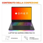 HP OMEN MAX Gaming Laptop 16-ah0012nl Intel Core Ultra 7 255HX Computer portatile 40,6 cm (16") WQXGA 32 GB DDR5-SDRAM 1 TB SSD NVIDIA GeForce RTX 5080 Wi-Fi 6E (802.11ax) Windows 11 Home AI PC Nero - immagine 4