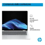 HP OmniBook 5 Flip 14-fp0019nl Intel Core 5 120U Computer portatile 35,6 cm (14") Touch screen 2K 16 GB LPDDR5-SDRAM 512 GB SSD Wi-Fi 6 (802.11ax) Windows 11 Home Argento - immagine 3