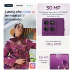 Motorola edge 60 pro con Moto AI (12/512GB, Fotocamera 50+50+10MP, selfie 50MP, Display 6.67" pOLED 120Hz, MediaTek Dimensity 8350, batteria 6000mAh, ricarica 90W, Android 15), PANTONE Sparkling Grape - immagine 3