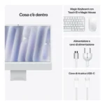 Apple iMac 24"Retina Display 4,5K Vetro Nano Texture, Chip M4 con CPU 10-core, GPU 10-core, 16GB, 256GB SSD, Argento - immagine 4