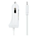 StarTech.com Caricatore da auto a due porte USB con cavo Lightning a spirale integrato da 1m; Adattatore accendisigari USB per Cellulari e Tablet; Carica Batterie per auto a 12W per iPhone/Tablet - Bianco - immagine 5