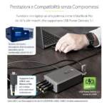 StarTech.com Caricatore USB-C a 4 porte multidispositivo, 240W totali, porta singola 140W EPR, PD 3.1, porte con blocco a vite, montaggio su superficie, ideale per sale riunioni - immagine 3