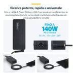 StarTech.com Caricatore USB-C 140W con cavo USB-C integrato da 1,2m, Alimentatore GaN per MacBook M3/M4/M5 Pro/Max, Dell Pro/Plus/Premium - immagine 3
