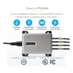 StarTech.com Caricatore USB-C a 4 porte multidispositivo, 240W totali, porta singola 140W EPR, PD 3.1, porte con blocco a vite, montaggio su superficie, ideale per sale riunioni - immagine 6