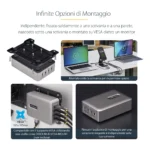StarTech.com Caricatore USB-C a 4 porte multidispositivo, 240W totali, porta singola 140W EPR, PD 3.1, porte con blocco a vite, montaggio su superficie, ideale per sale riunioni - immagine 4