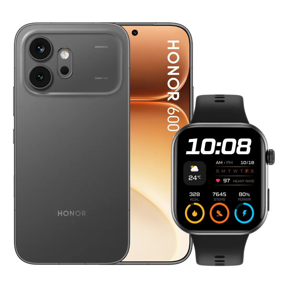 2b36b399f10cd12ee38ba4540a6d0f888fda76af.webp Honor 600 5G + Smartwatch 16,7 cm (6.57") Doppia SIM Android 16.0 USB tipo-C 8 GB 512 GB 6400 mAh Nero - immagine 1