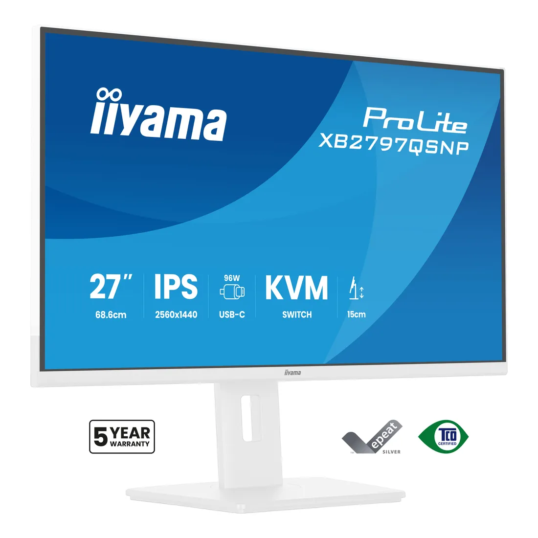 5da7f66725c822ee86c51646657d46f9ea26bc68.webp iiyama ProLite XB2797QSNP-W1 Monitor PC 68,6 cm (27") 2560 x 1440 Pixel Quad HD LCD Bianco - immagine 1