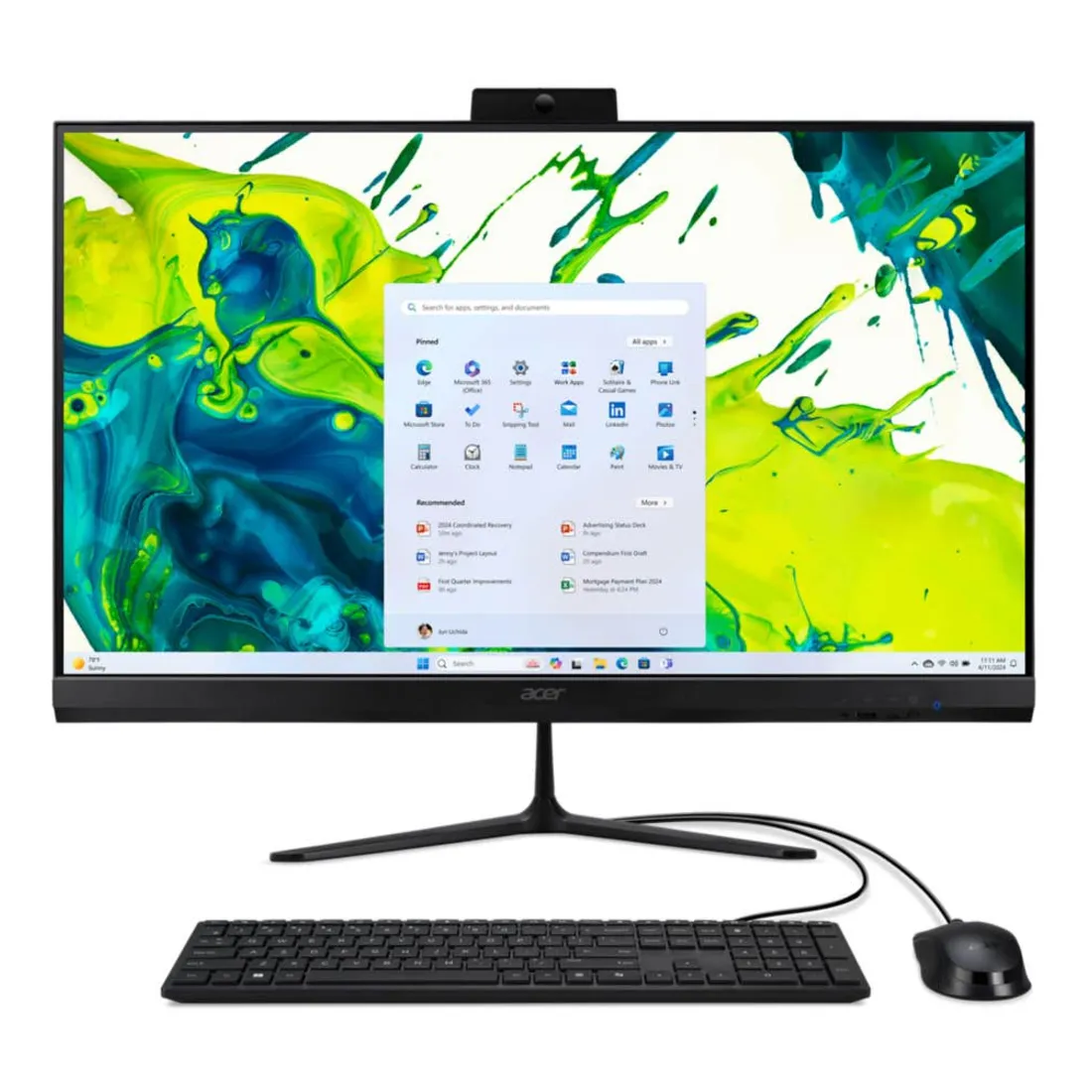6e3a9e64b11eb8fc23eaae19dd57624e9b7c5a4c.webp Acer Aspire C27-2G AMD Ryzen 5 7430U 68,6 cm (27") 1920 x 1080 Pixel PC All-in-one 8 GB DDR4-SDRAM 512 GB SSD Windows 11 Home Wi-Fi 6E (802.11ax) Nero - immagine 1