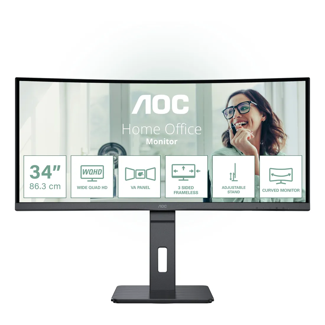 072bf825094d36d06952b62cc6854fd64f24fcab.webp AOC CU34P3CV Monitor PC 86,4 cm (34") 3440 x 1440 Pixel UltraWide Quad HD LED Nero - immagine 1