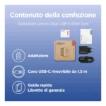 Lenovo Dual USB-C 65W GaN Charger, alimentatore compatto da muro con doppia Type-C, cavo USB-C 1,5 m incluso - ideale per laptop, cellulare e tablet: un solo caricabatterie per più dispositivi - immagine 9