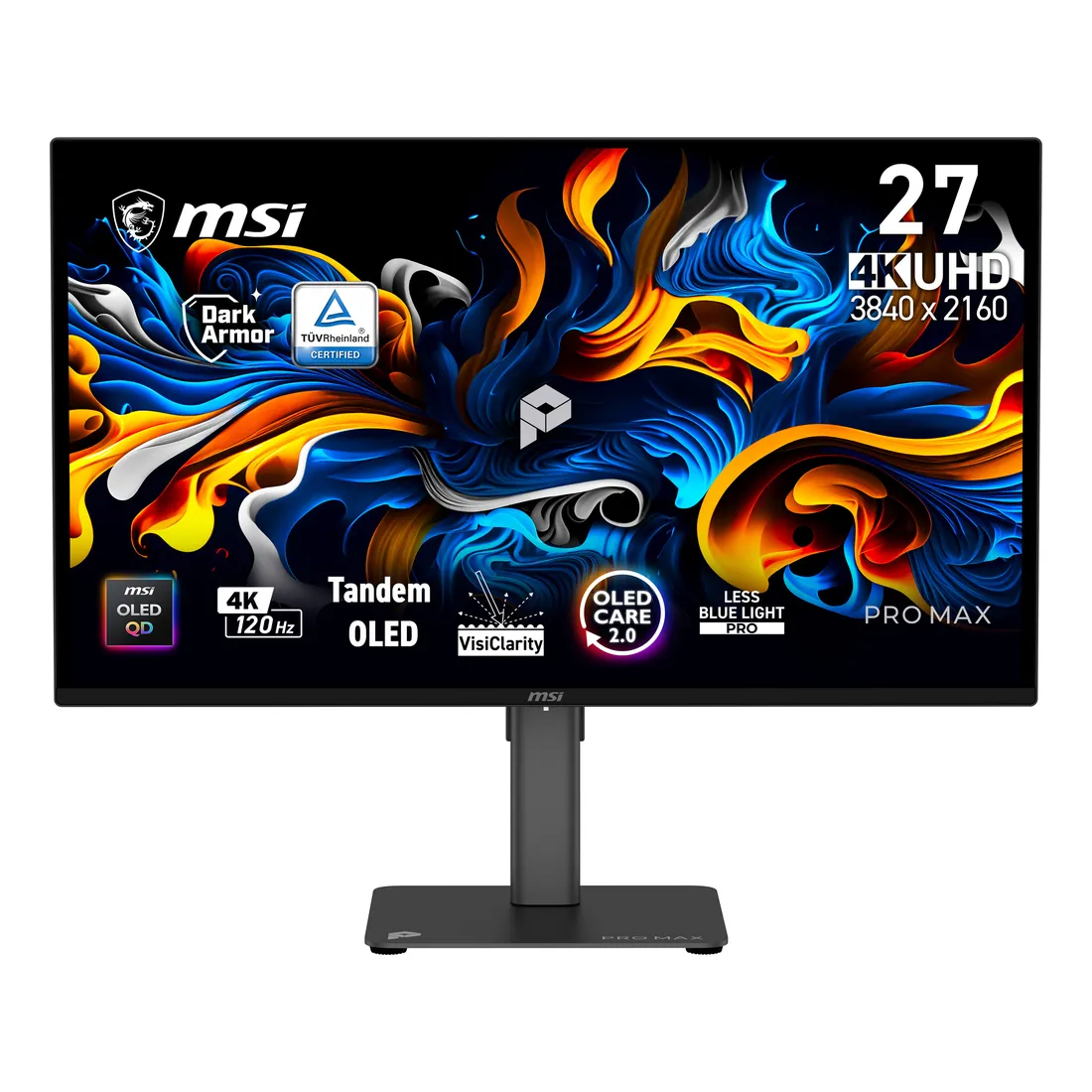 6d0023e009697ee641d51c8941fd61d9fff34479.webp MSI Pro MAX 271UPX12G Monitor PC 67,3 cm (26.5") 3840 x 2160 Pixel UltraWide Full HD QD-OLED Nero - immagine 1