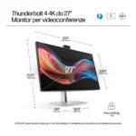 HP Monitor serie 7 Pro 4K per videoconferenze da 27" - 727pm - immagine 3