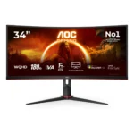 AOC G2 CU34G2XP Monitor PC 86,4 cm (34") 3440 x 1440 Pixel UltraWide Quad HD LED Nero, Rosso