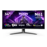 AOC AGON PRO AG346UCD Monitor PC 86,4 cm (34") 3440 x 1440 Pixel Wide Quad HD QD-OLED Nero, Grigio