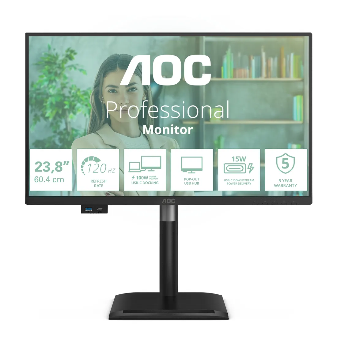 a80d56b8a9d4ec34eee7856a933fe4f450ac2947.webp AOC 24P4CV Monitor PC 60,5 cm (23.8") 1920 x 1080 Pixel Full HD LED Nero - immagine 1