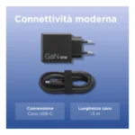 Lenovo Dual USB-C 65W GaN Charger, alimentatore compatto da muro con doppia Type-C, cavo USB-C 1,5 m incluso - ideale per laptop, cellulare e tablet: un solo caricabatterie per più dispositivi - immagine 8