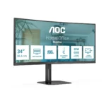 AOC V5 CU34V5C/BK Monitor PC 86,4 cm (34") 3440 x 1440 Pixel Wide Quad HD LED Nero - immagine 2