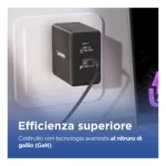 Lenovo Dual USB-C 65W GaN Charger, alimentatore compatto da muro con doppia Type-C, cavo USB-C 1,5 m incluso - ideale per laptop, cellulare e tablet: un solo caricabatterie per più dispositivi - immagine 4