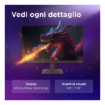 Lenovo LOQ 27-10 - Monitor Gaming 27" IPS Flat FHD 1920x1080 0 200Hz 0.5ms - AMD FreeSync Premium + VESA AdaptiveSync 2xHDMI 2.1 + 1xDP 1.4 - Stand Tilt Cavo DP incluso - immagine 3